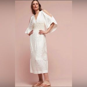 Anthropologie Farm Rio Solana Open Shoulder Kimono Sleeve Midi Dress Size Large